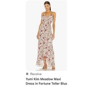 Yumi Kim Meadow Maxi Pink Roses Dress Ruffle Hi Low Sleeves